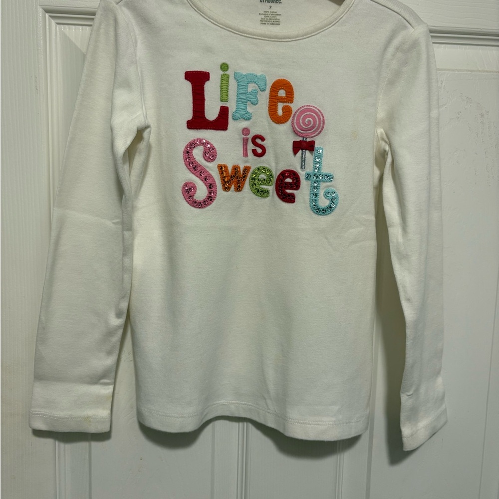 Gymboree Red and White Long Sleeve Tee Life is Sweet